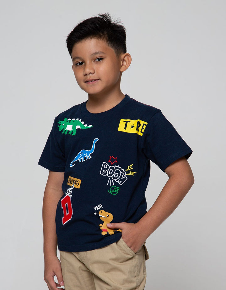 Little M Short Sleeve T-Shirt Dino Boom Bordir Laken