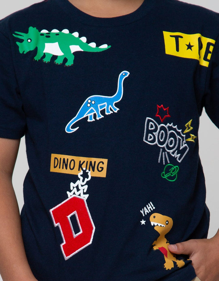 Little M Short Sleeve T-Shirt Dino Boom Bordir Laken