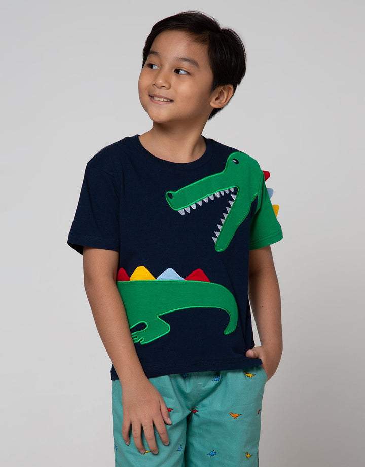 Little M Short Sleeve T-Shirt Crocodile Sambung Cucuk Bordir