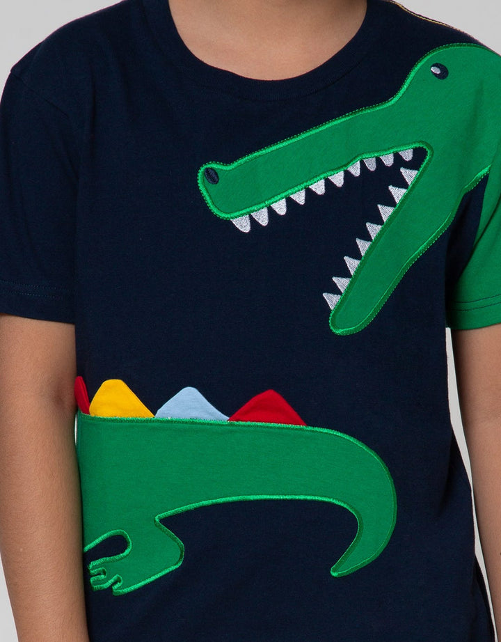 Little M Short Sleeve T-Shirt Crocodile Sambung Cucuk Bordir