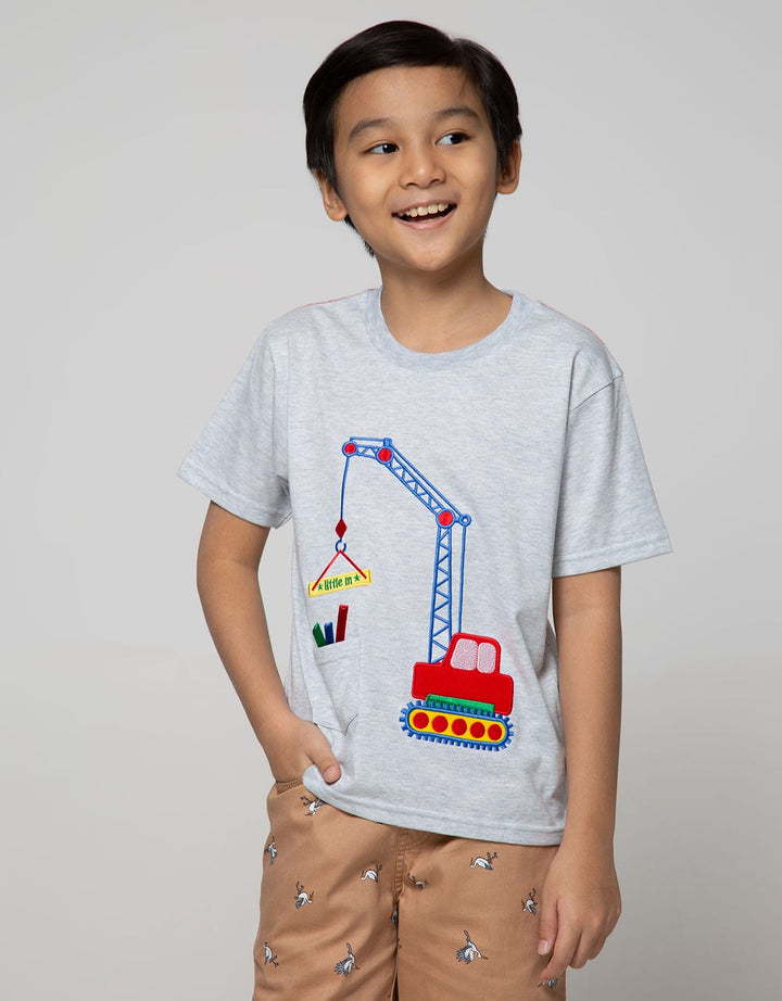 Little M Short Sleeve T-Shirt Bordir Pocket Crane
