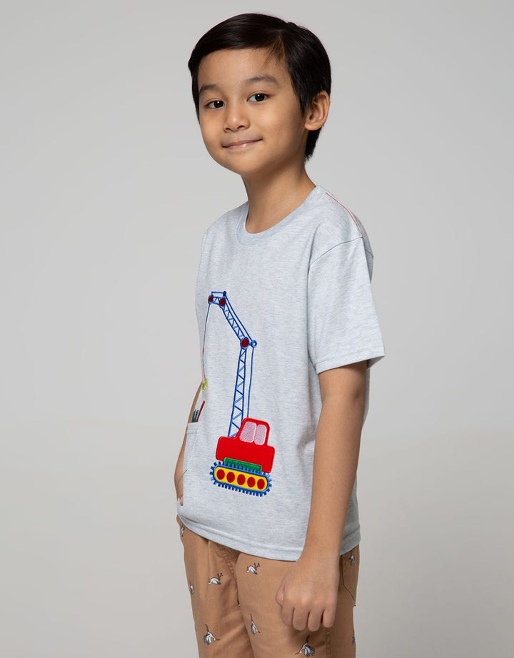 Little M Short Sleeve T-Shirt Bordir Pocket Crane