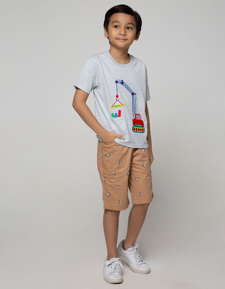 Little M Short Sleeve T-Shirt Bordir Pocket Crane