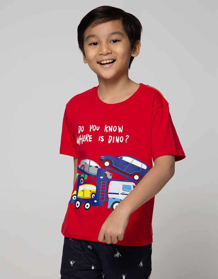 Little M Short Sleeve T-Shirt Flip Where Is Dino Car