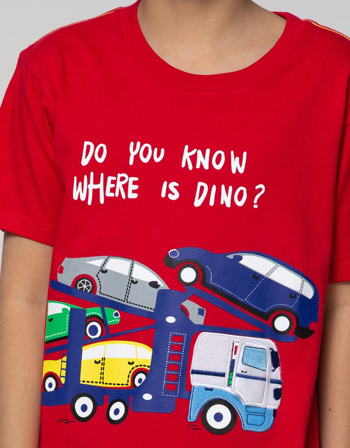 Little M Short Sleeve T-Shirt Flip Where Is Dino Car