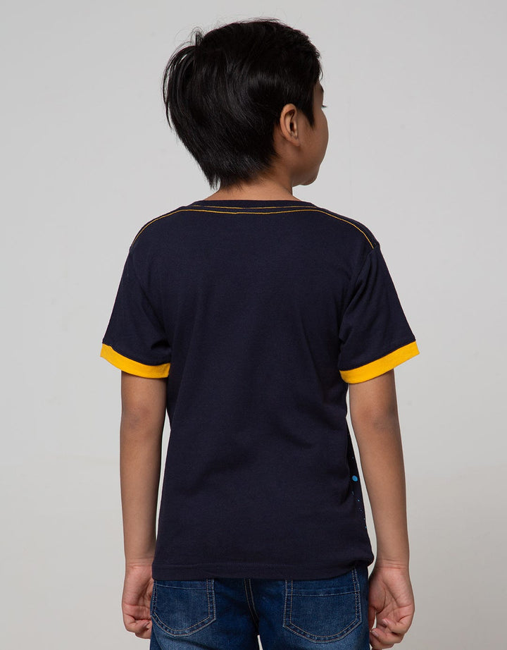 Little M Short Sleeve T-Shirt Dino Truck Embroidered Peek Hand