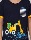 Little M Short Sleeve T-Shirt Dino Truck Embroidered Peek Hand