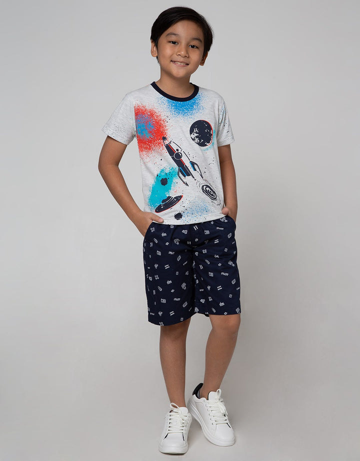 Little M Short Sleeve T-Shirt Fullprint Splash Rocket