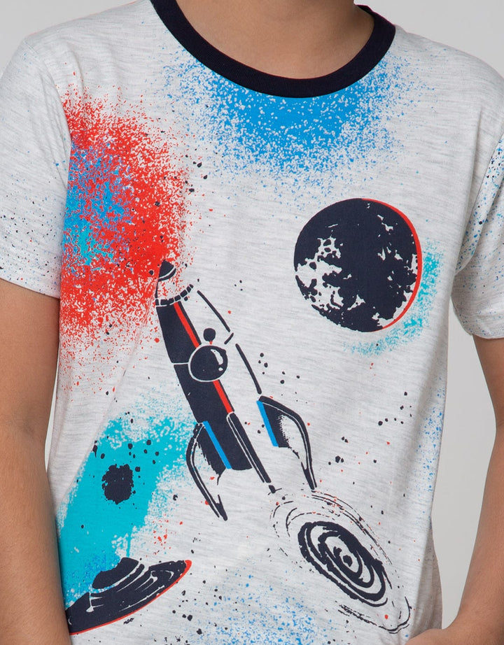 Little M Short Sleeve T-Shirt Fullprint Splash Rocket