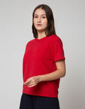 Connexion Short Sleeve T-Shirt Round Neck Slub Try With 2 Button