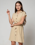 Connexion Short Sleeve Midi Dress Rami Vneck Kerah