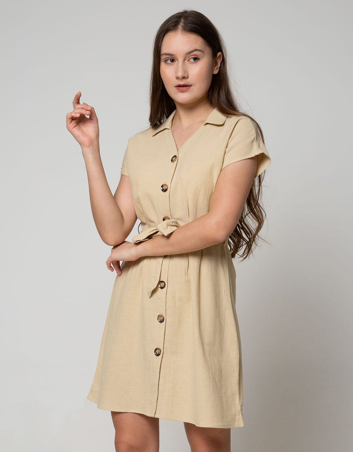 Connexion Short Sleeve Midi Dress Rami Vneck Kerah