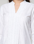 Connexion Long Sleeve Blouse Cott Poplin Lace Plakat At054:Off White:S:Solid:Long Sleeve Blouse