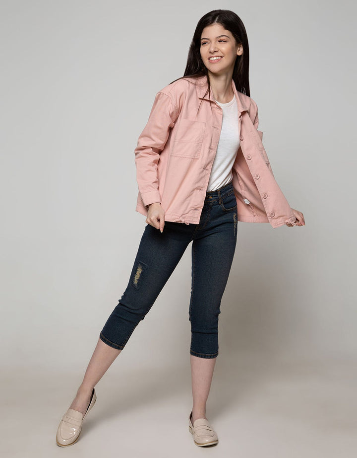Nevada Denim Jacket Crop Drawstring