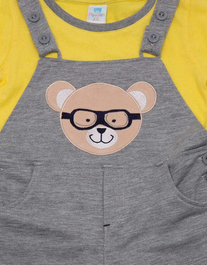 Pipiniko Short Jumpsuit Set Overall Bear Glasses