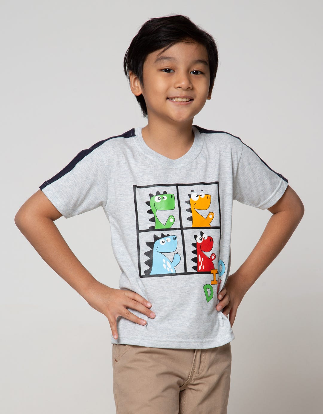 Little M Short Sleeve T-Shirt Cut N Sewn Lengan Dino
