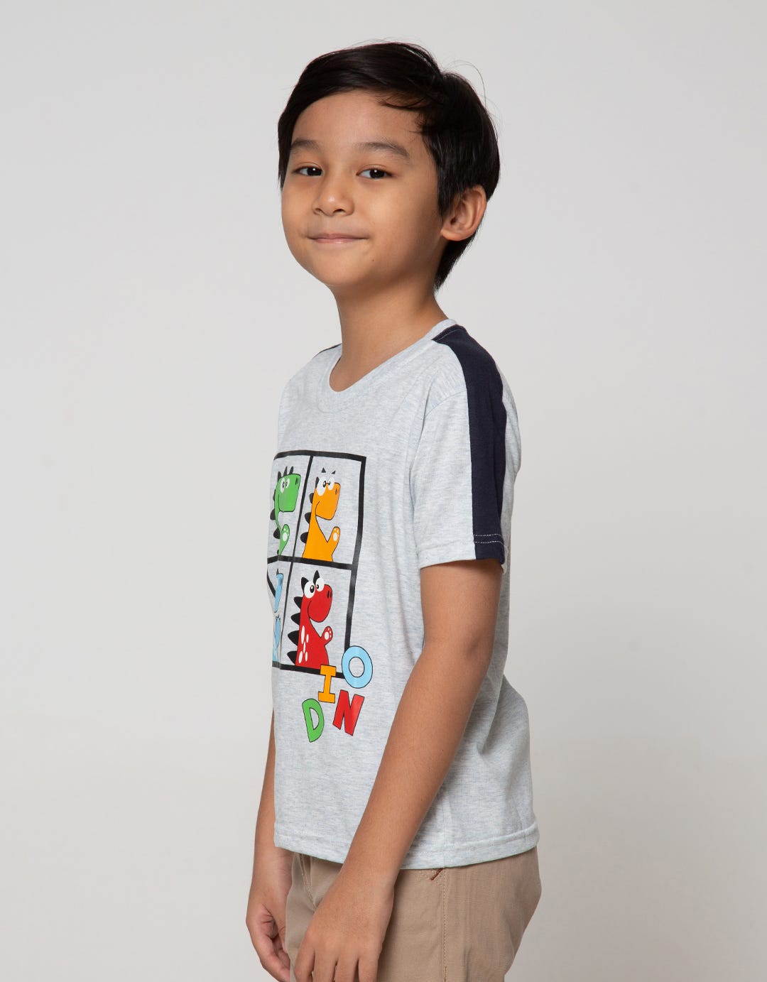 Little M Short Sleeve T-Shirt Cut N Sewn Lengan Dino