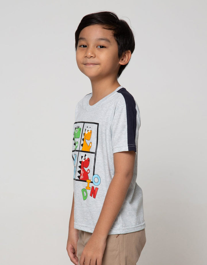 Little M Short Sleeve T-Shirt Cut N Sewn Lengan Dino
