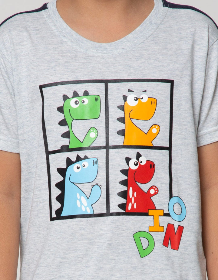 Little M Short Sleeve T-Shirt Cut N Sewn Lengan Dino