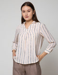 Connexion Long Sleeve Shirt Stripes V-Neck