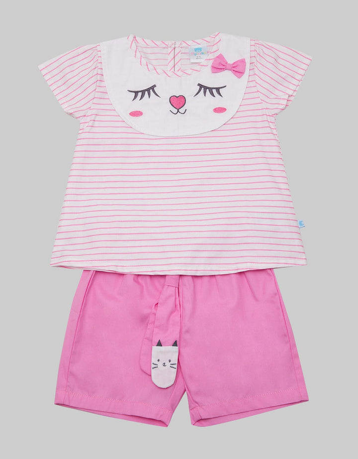 Pipiniko Top - Bottom Set Bunny Stripe