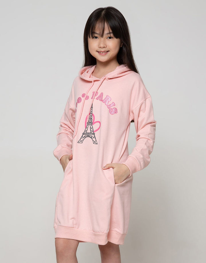 Nevada Long Sleeve Midi Dress Hoodie Print 100 Percent Paris