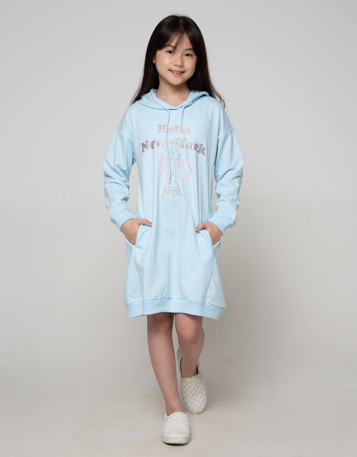 Nevada Long Sleeve Midi Dress Hoodie Print New York City