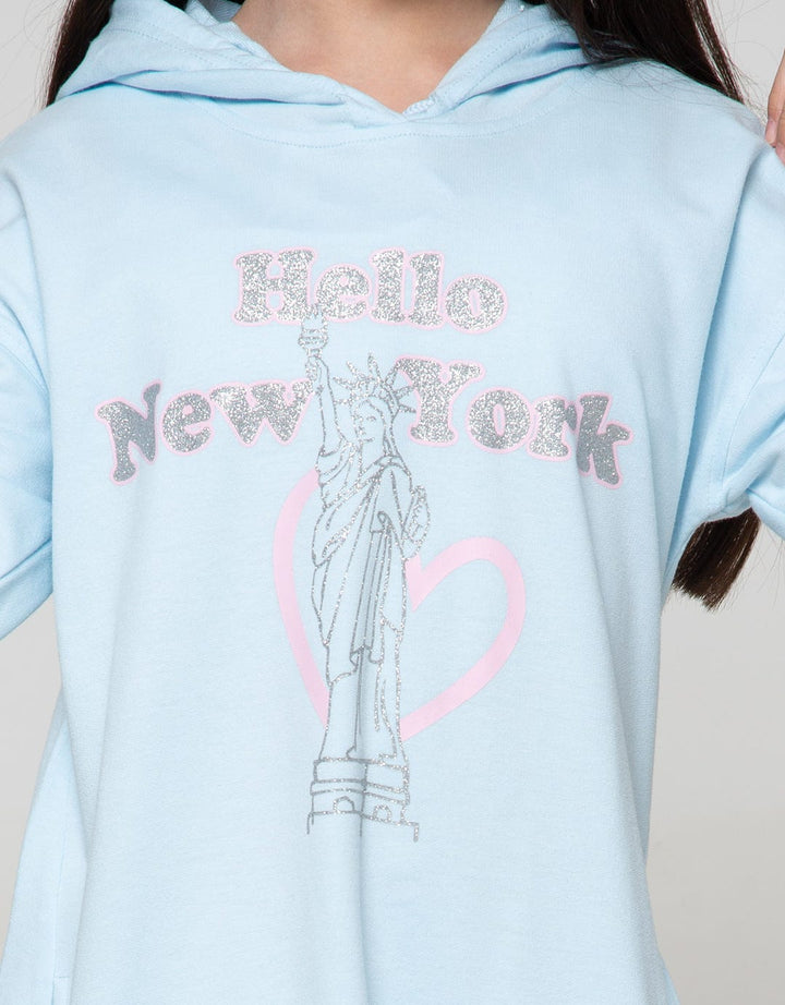 Nevada Long Sleeve Midi Dress Hoodie Print New York City