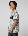 Character Short Sleeve T-Shirt Batman Letter Logo Flocking