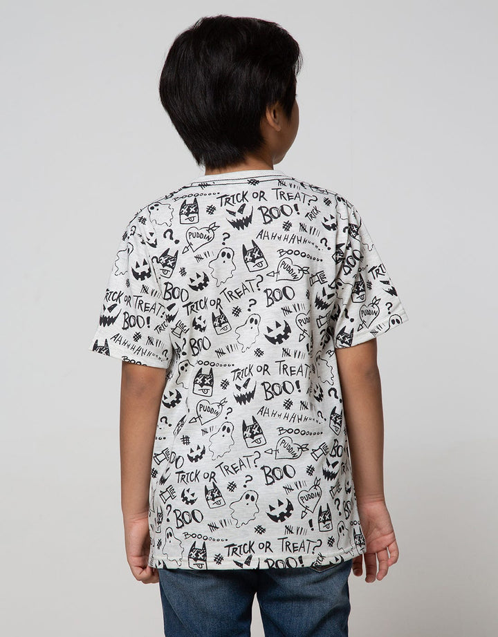 Character Short Sleeve T-Shirt Batman Letter Logo Flocking