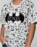 Character Short Sleeve T-Shirt Batman Letter Logo Flocking