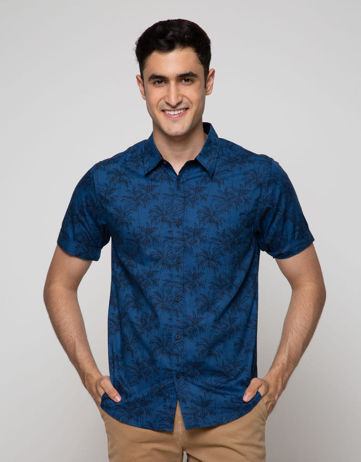 Details Short Sleeve Shirt Rayon Print