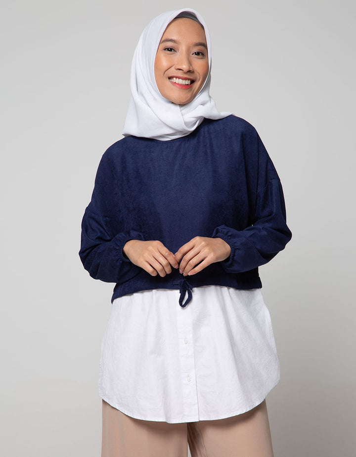 Annisa Long Sleeve Blouse Shirt With 2 Tone Panels