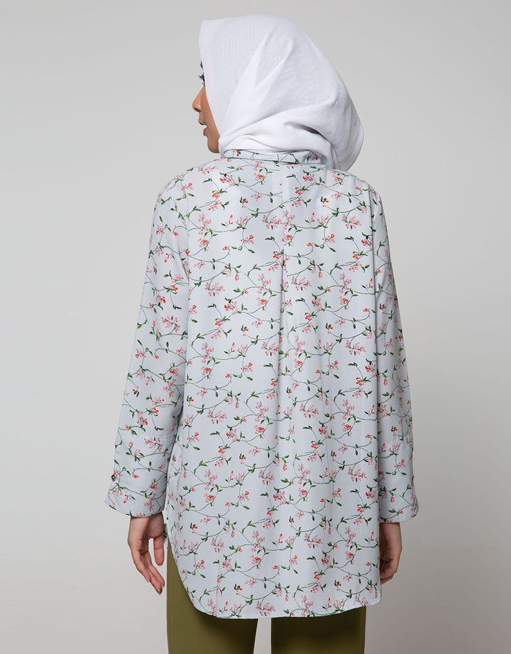 Annisa Long Sleeve Basic Long Shirt With Floral Print