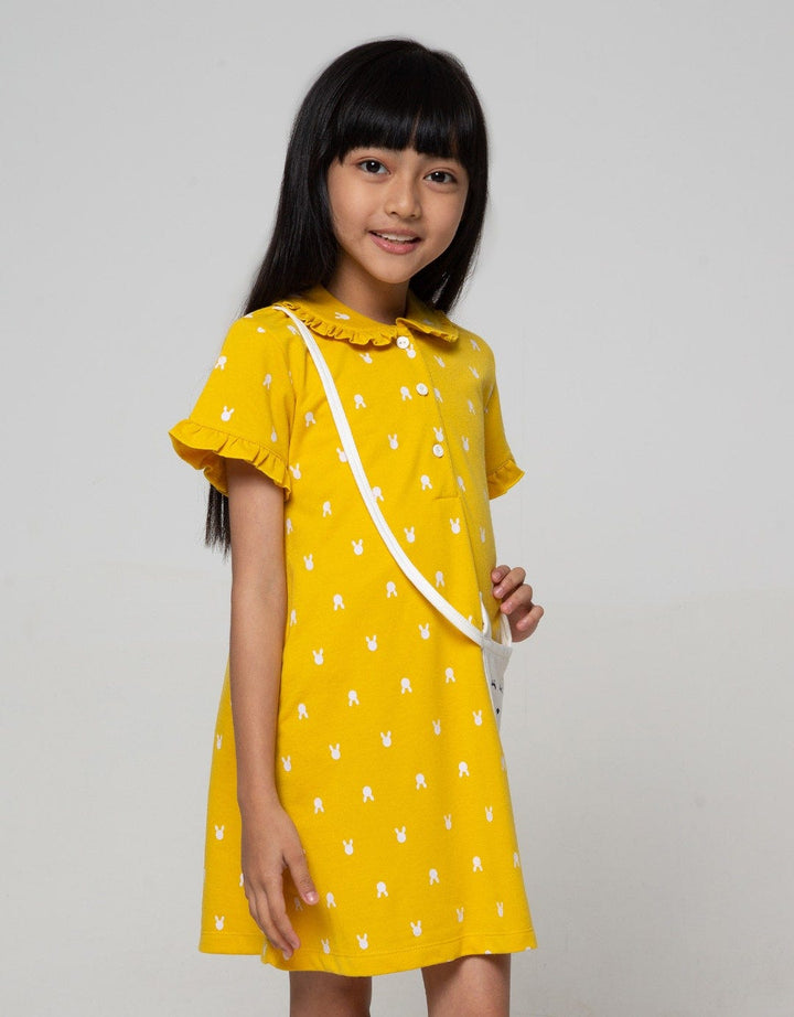 Little M Short Sleeve Midi Dress Krah Fullprint Bunny
