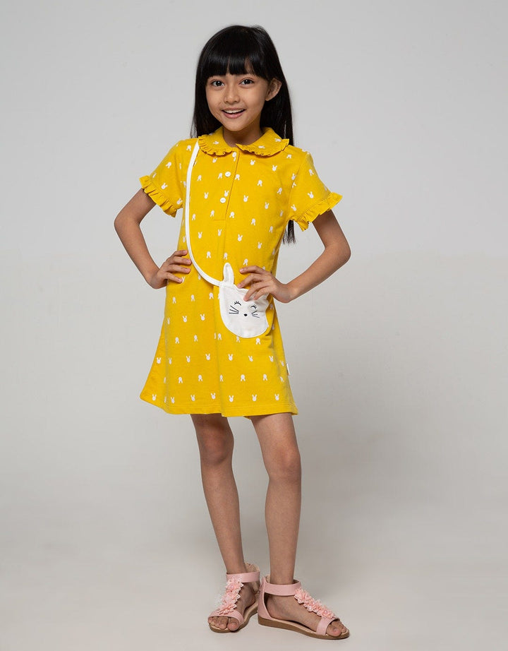 Little M Short Sleeve Midi Dress Krah Fullprint Bunny