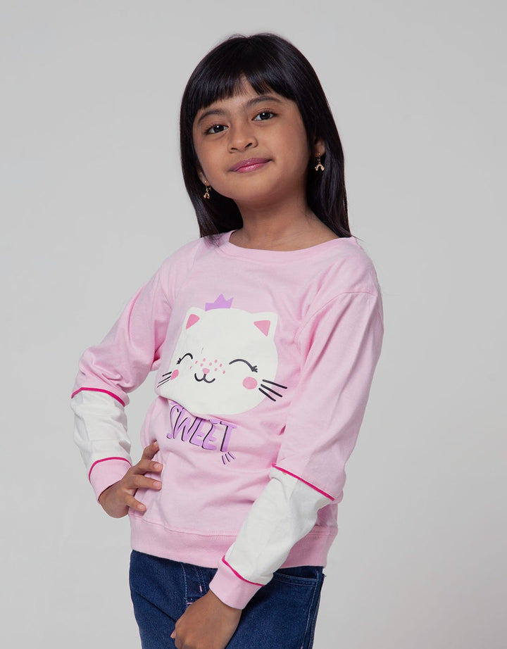 Little M Long Sleeve T-Shirt Ctsu Cat Lengan