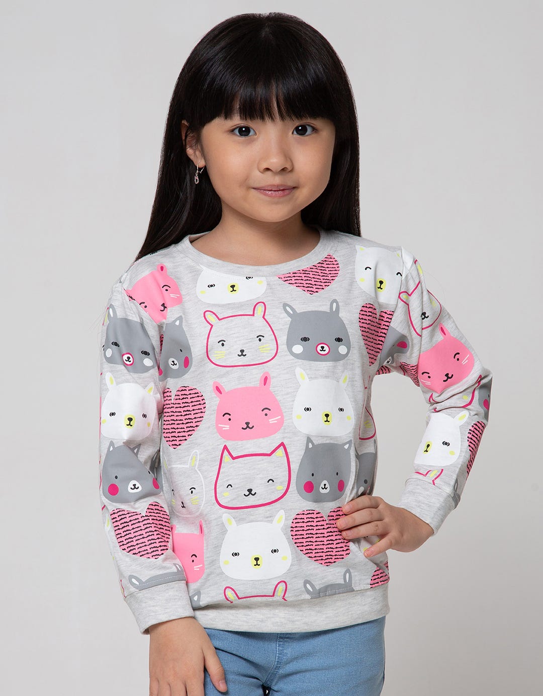 Little M Long Sleeve T-Shirt Cat Fullprint