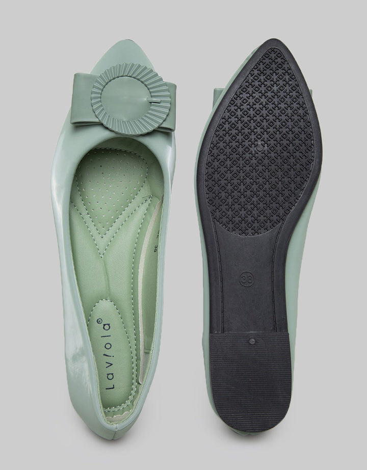 Laviola Pointy Round Belt Flat Shoes