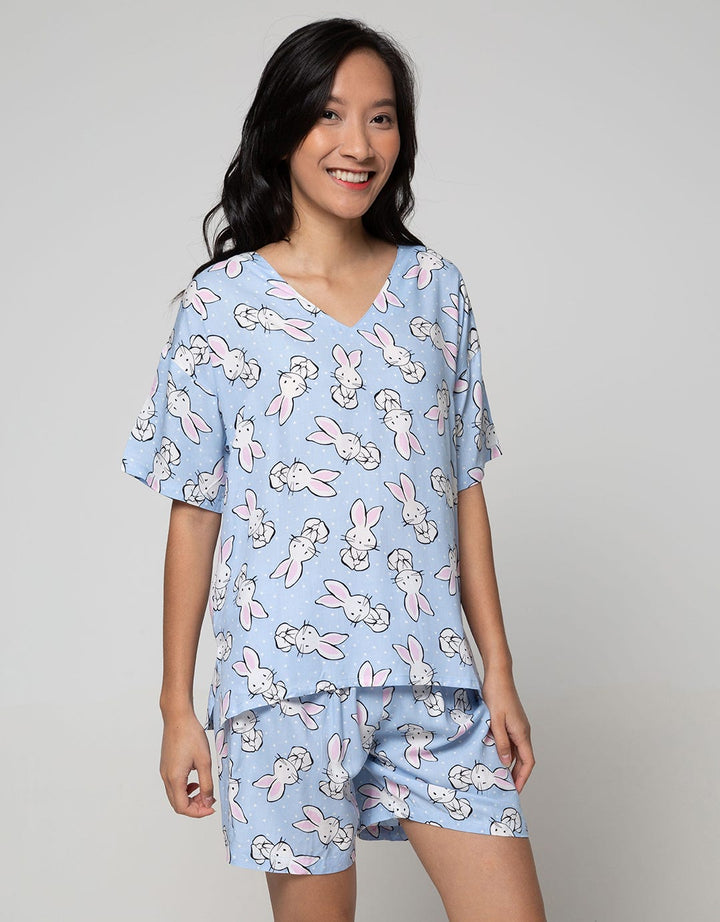 Nevada Short Sleeve Pajama Shorts Baby Rabbit