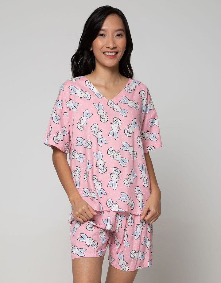Nevada Short Sleeve Pajama Shorts Baby Rabbit