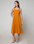 Details Overall Maxi Skirt Dress Crepe W Pleats