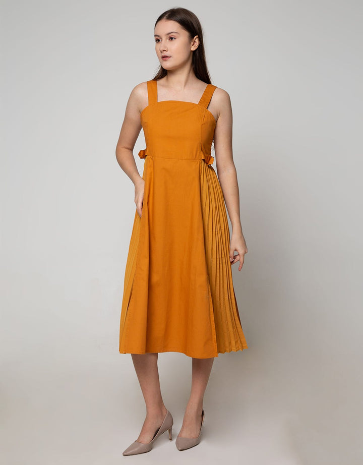 Details Overall Maxi Skirt Dress Crepe W Pleats