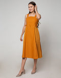 Details Overall Maxi Skirt Dress Crepe W Pleats