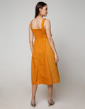 Details Overall Maxi Skirt Dress Crepe W Pleats