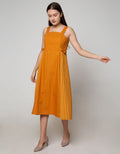 Details Overall Maxi Skirt Dress Crepe W Pleats
