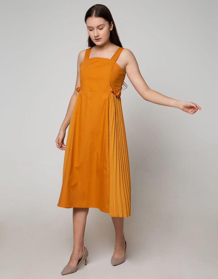 Details Overall Maxi Skirt Dress Crepe W Pleats