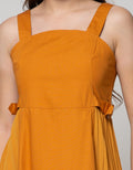 Details Overall Maxi Skirt Dress Crepe W Pleats