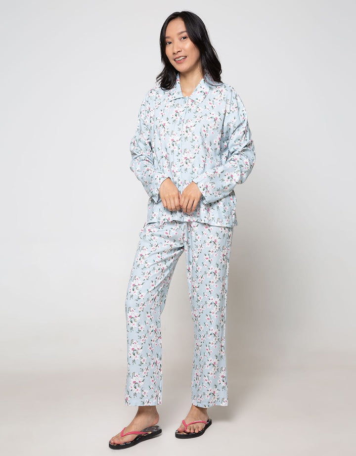 St. Yves Long Sleeve Pyjama Pants Bright Anemone Pl-Bria:Pastel Blue:M:Floral:Ls Pyjama Pant