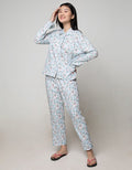 St. Yves Long Sleeve Pyjama Pants Bright Anemone Pl-Bria:Pastel Blue:M:Floral:Ls Pyjama Pant